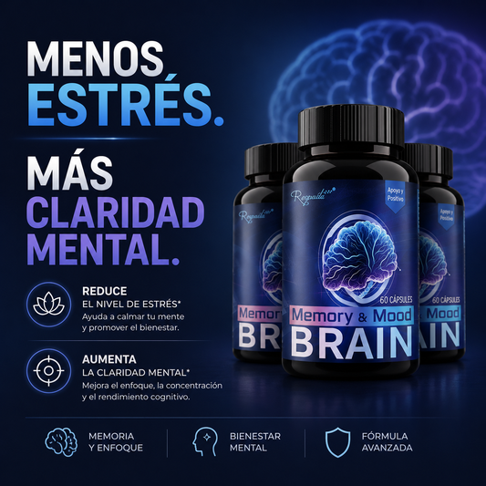Memory Mood Brain X60 cápsulas - Suplemento para reducir el nivel de estrés y dar más claridad