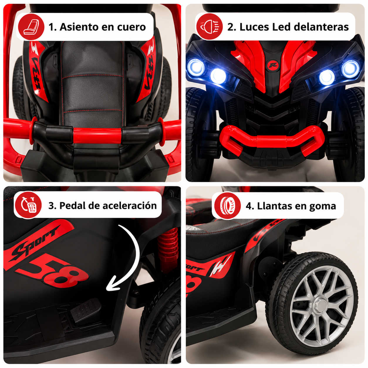 Cuatrimoto Eléctrica 3 en 1: Guía, Pedal y control remoto - soporta hasta 35 Kilos - ideal para niños de 2 a 4 años.